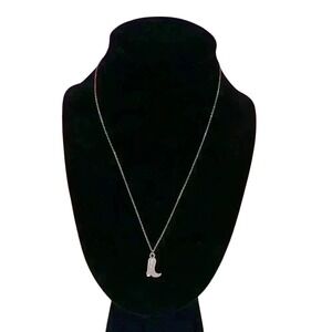 gold and pink cowboy boot necklace